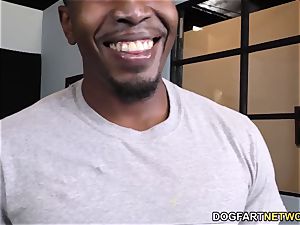 Iris Rose gets creampied by big black cock in front of her father